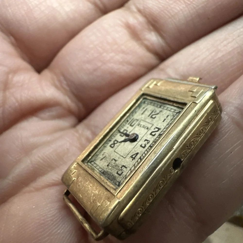 Elgin Gold-Tone Rectangular Vintage Women's Watch